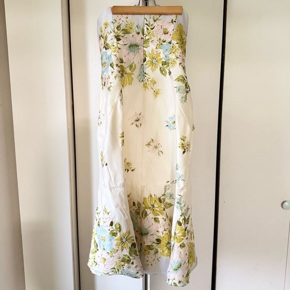 Vintage Kathlin Argiro Atelier Strapless Midi Floral Dress 100% Silk - Picture 3 of 7